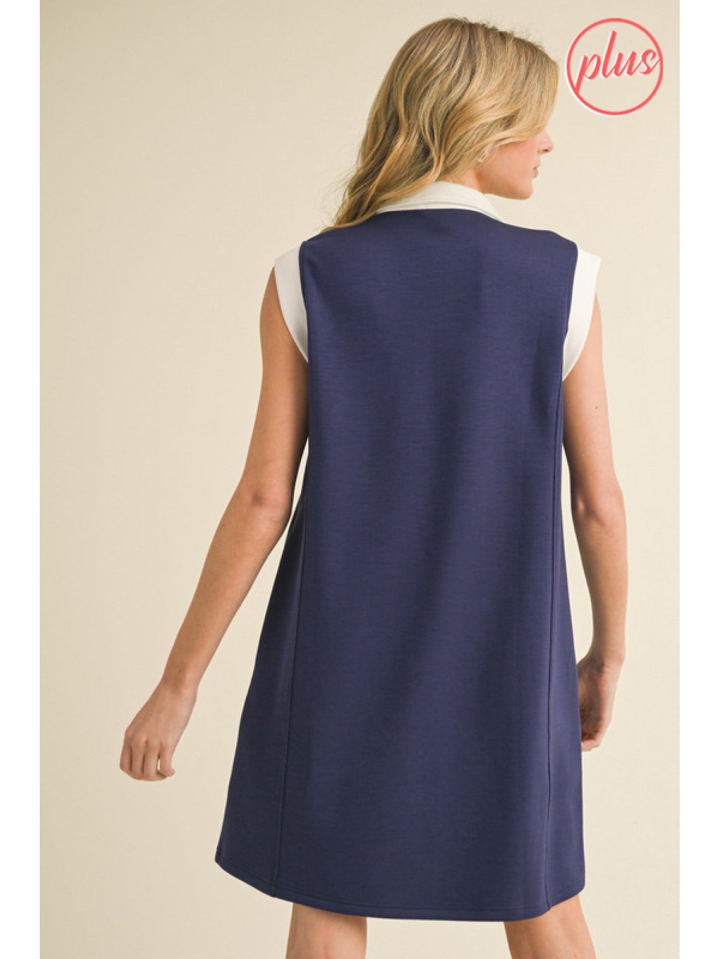 Navy Jersey Dress in Plus