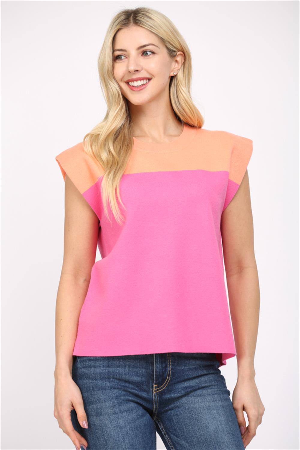 Color Block Crew Neck Sleeveless