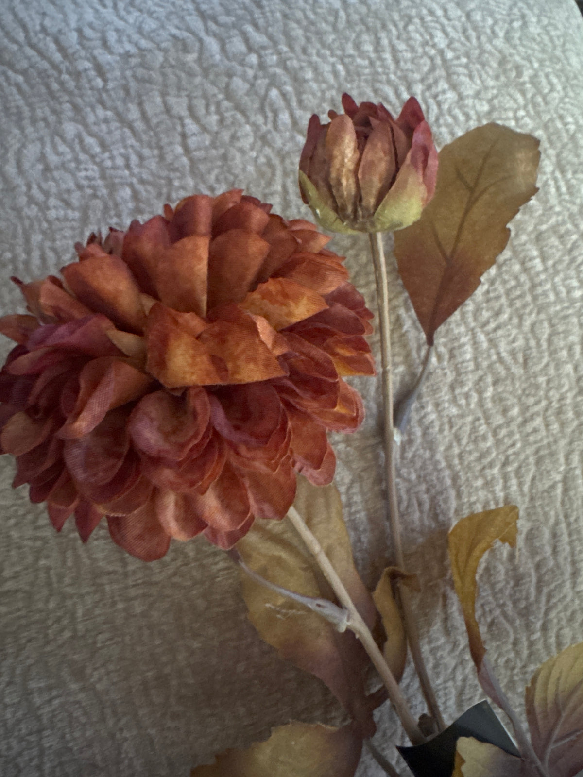 Burgundy + Cream Dahlia Stem