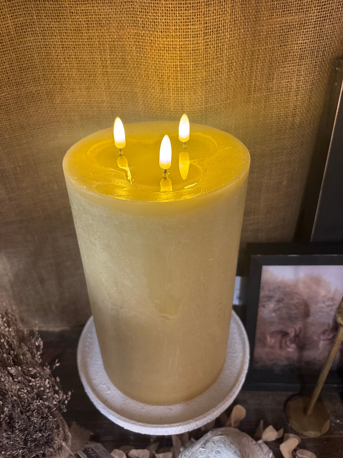 3 wick Large Dark Champagne Flameless Candle - Dark Champagne