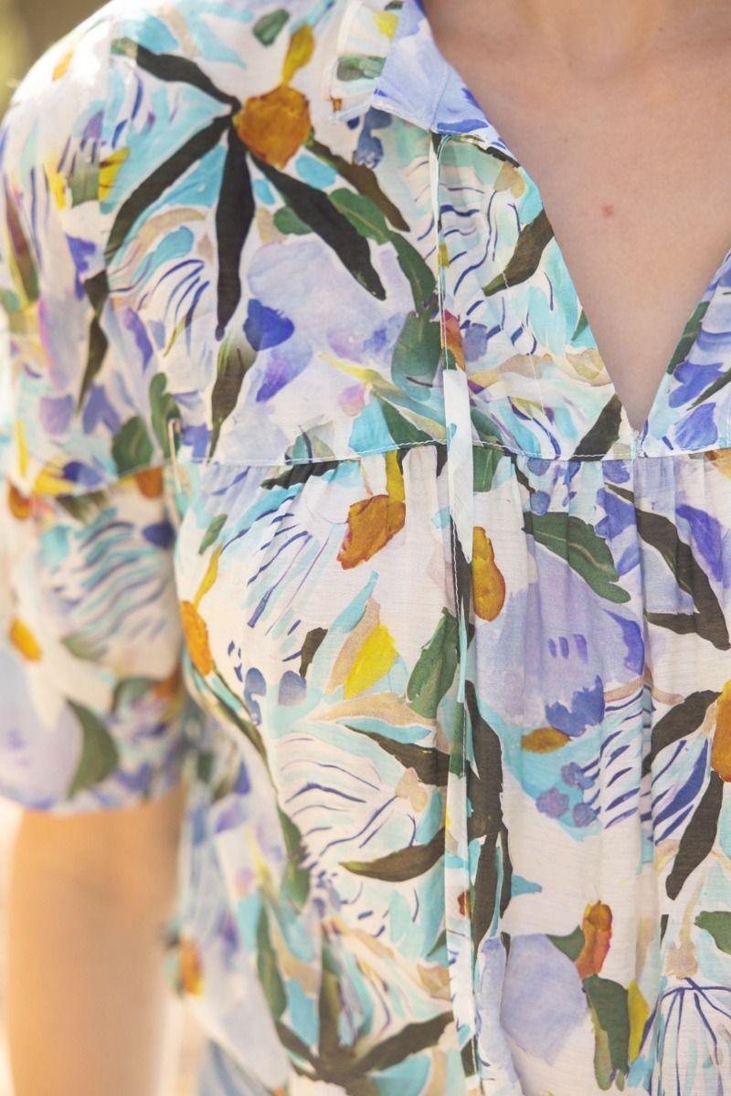 Tie Front Floral Print Top