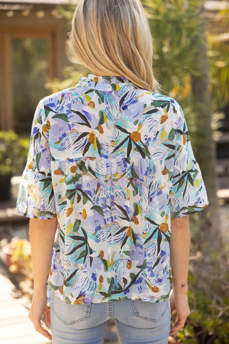 Tie Front Floral Print Top