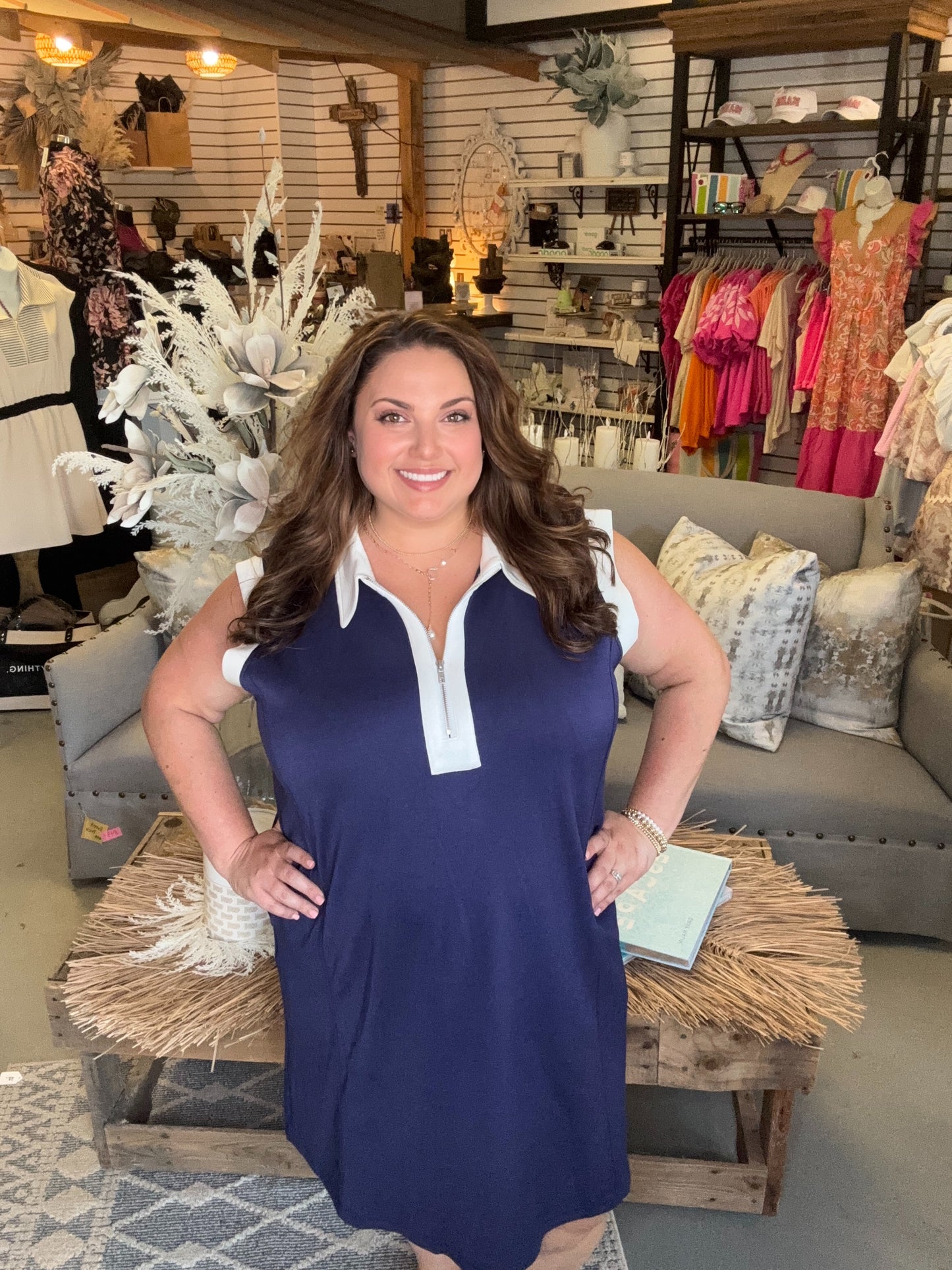 Navy Jersey Dress in Plus