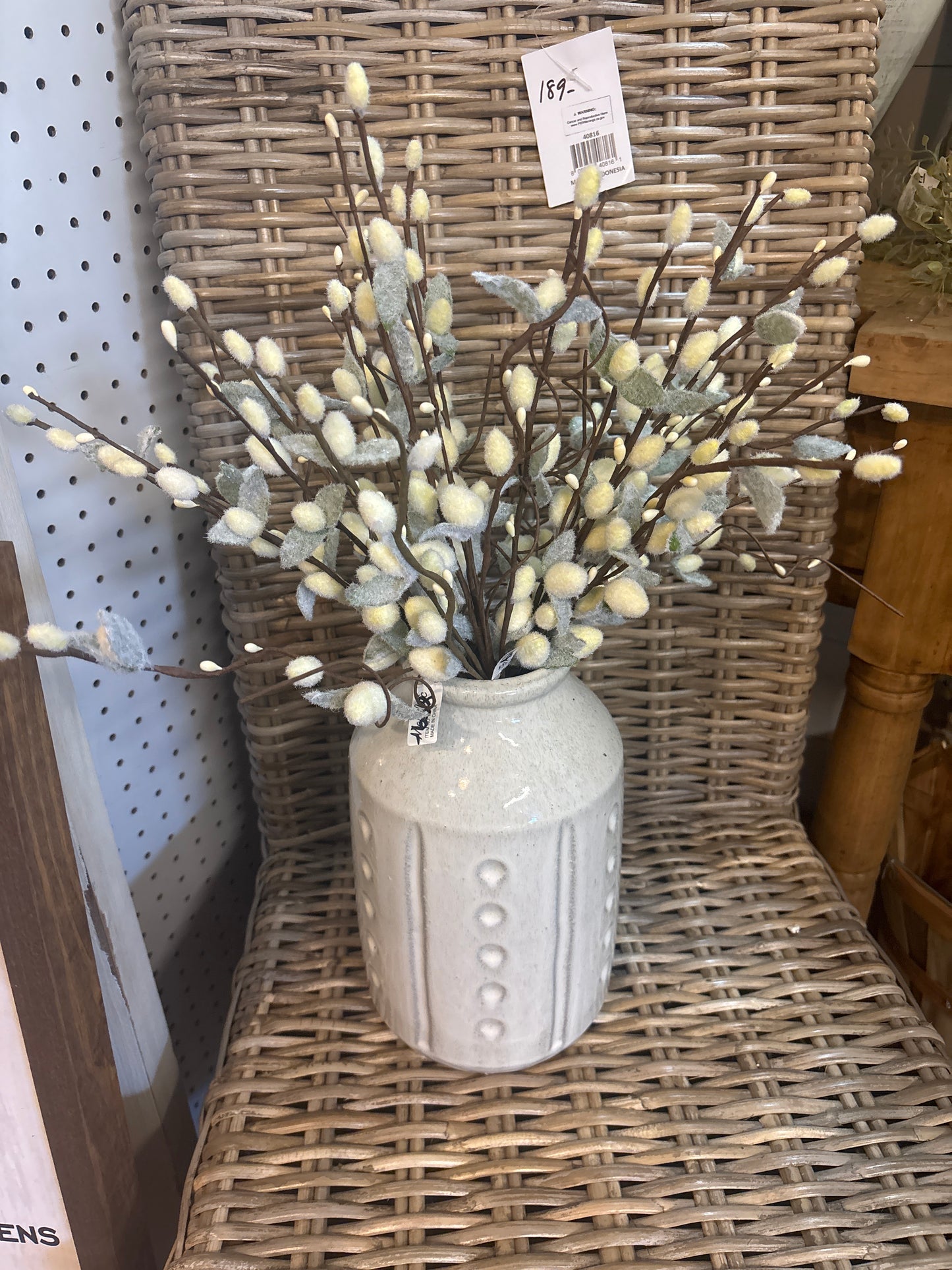 Flocked Pussy Willow Bush