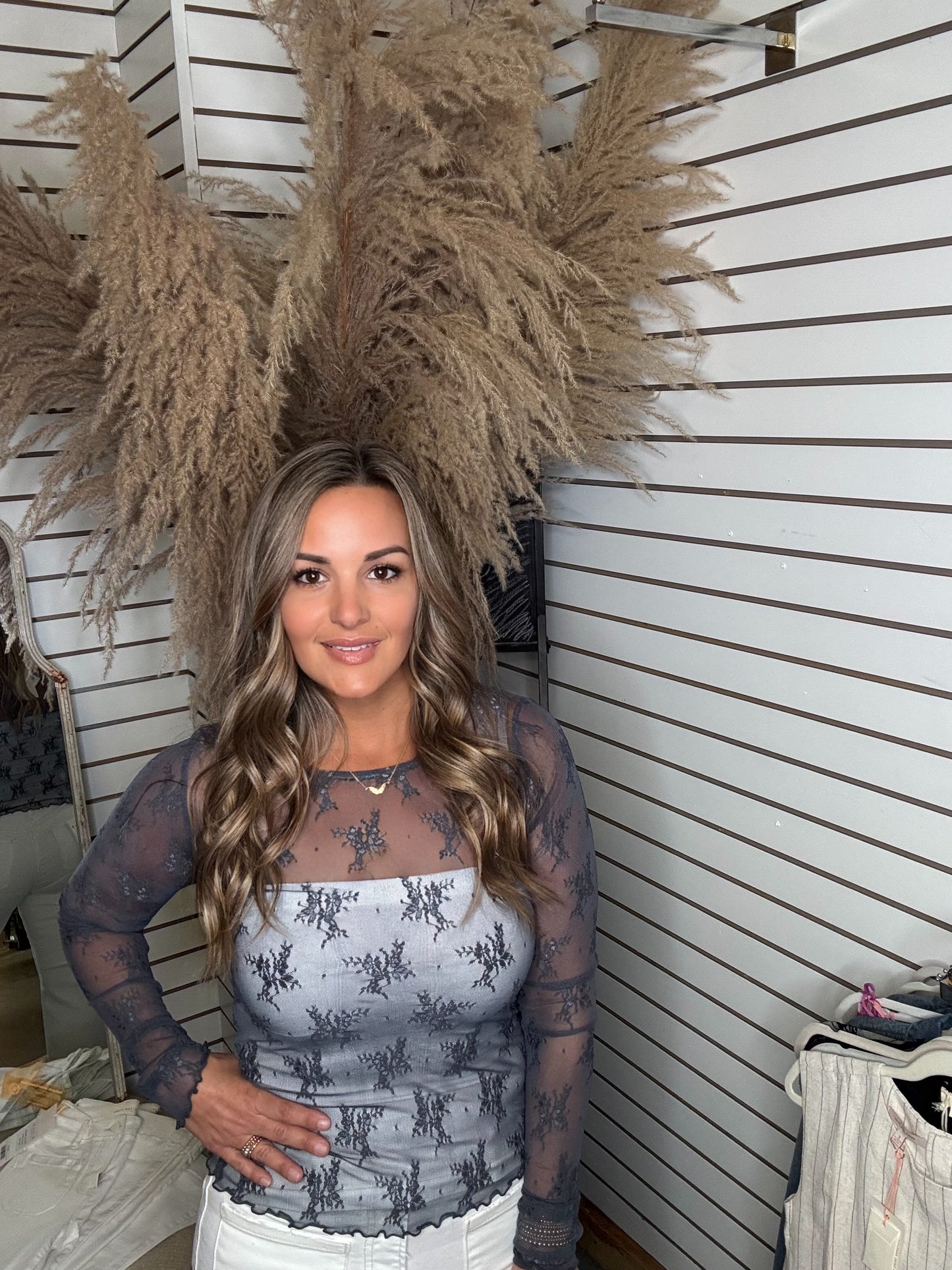 Scoop Neck Lace Long Sleeve