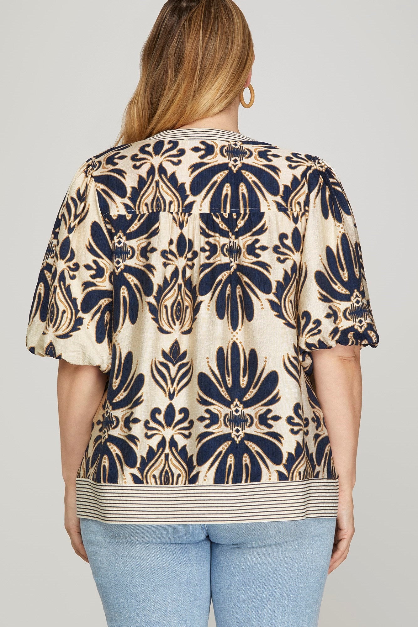 Navy Bubble Sleeve Regular & Plus