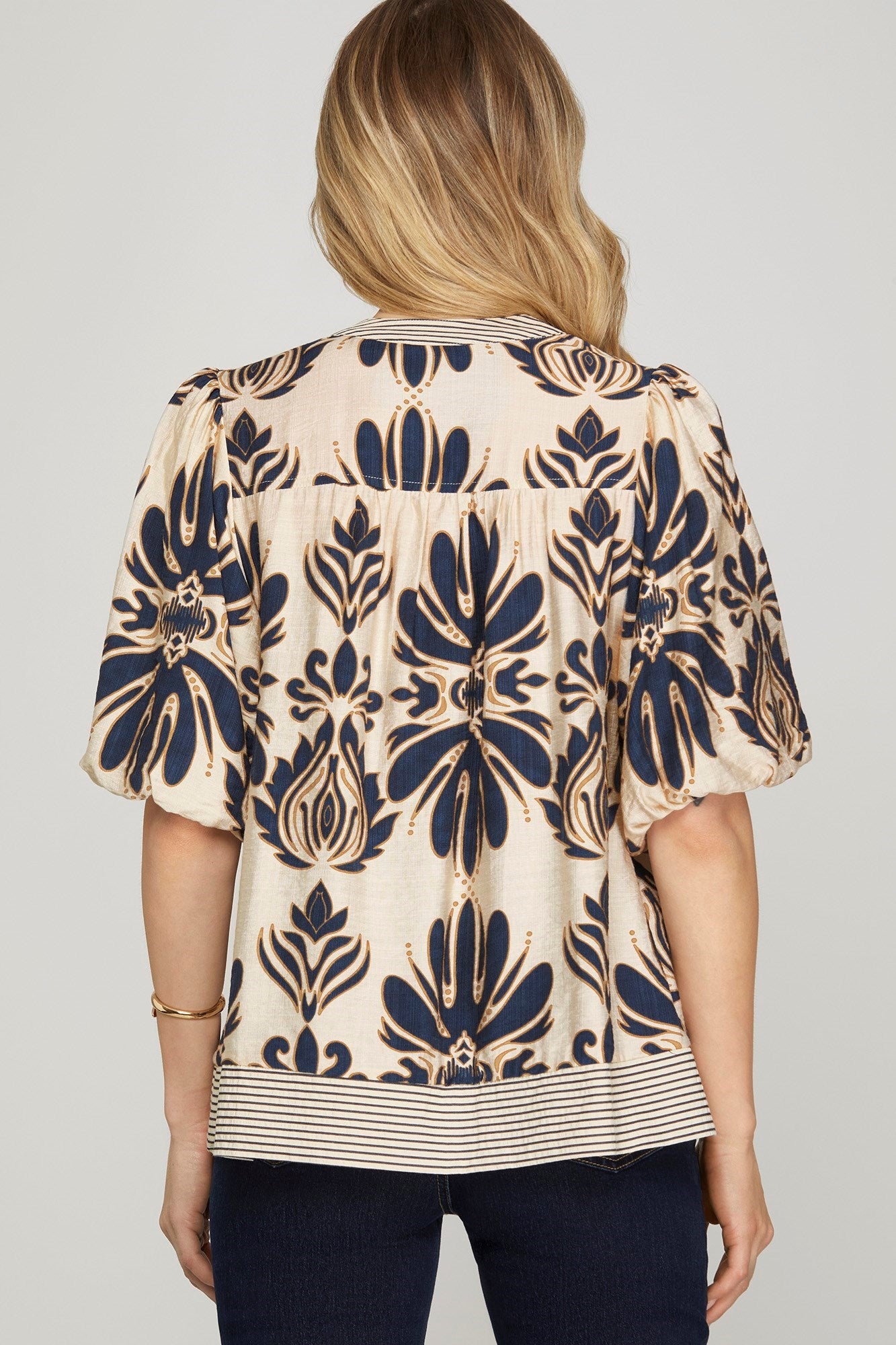 Navy Bubble Sleeve Regular & Plus
