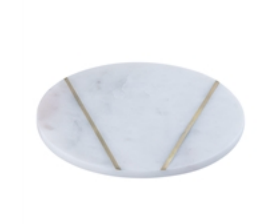 Med. Marble Plate W/Brass Inlay