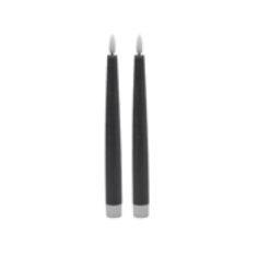 2 pc Pointed Gray Flameless Taper Candle - Gray