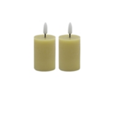 2 pc Set Champagne Flameless Pillar Candle - Champagne