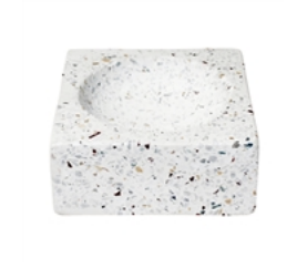 Sq. White Terrazzo w/ Multi Colored Chips Bowl