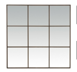 Metal Nine Pane Mirror 46.5 x 46.5" Rustic