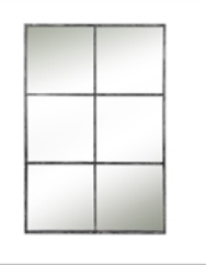 Metal Six Pane Mirror 31.5 x 46.5" Matte Black