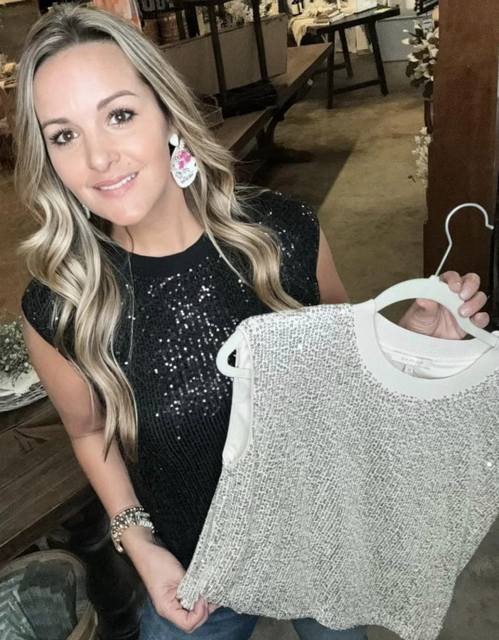 Black Sequin Top