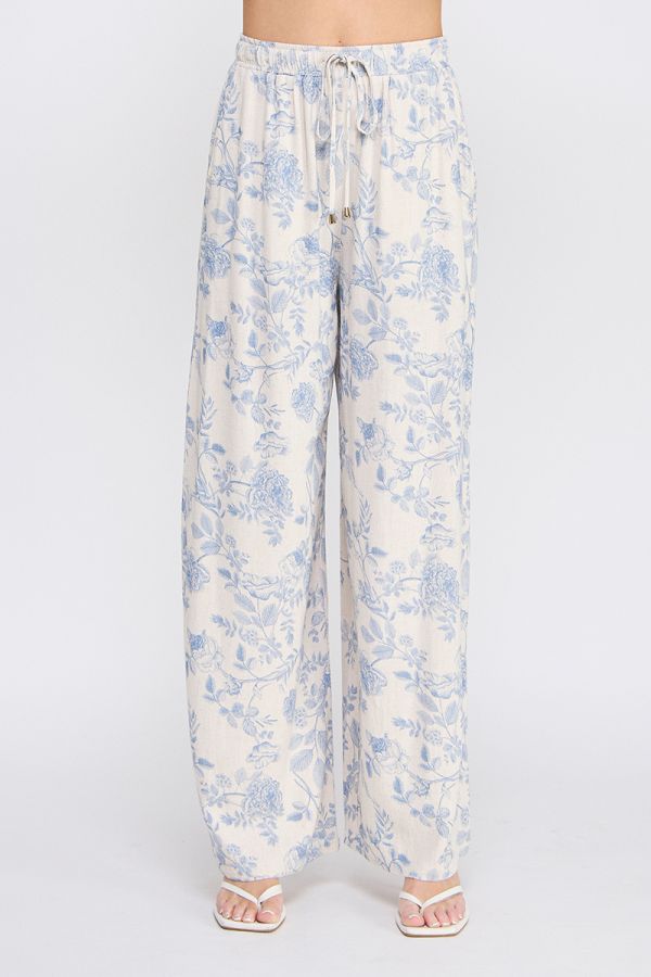 Blue Blossom Linen Pants