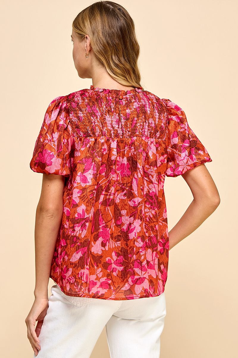 Printed Smocked Top