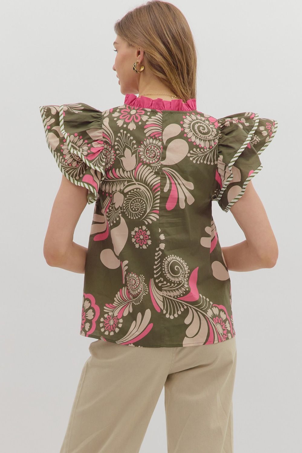 Olive & Pink Paisley in Regular & Plus