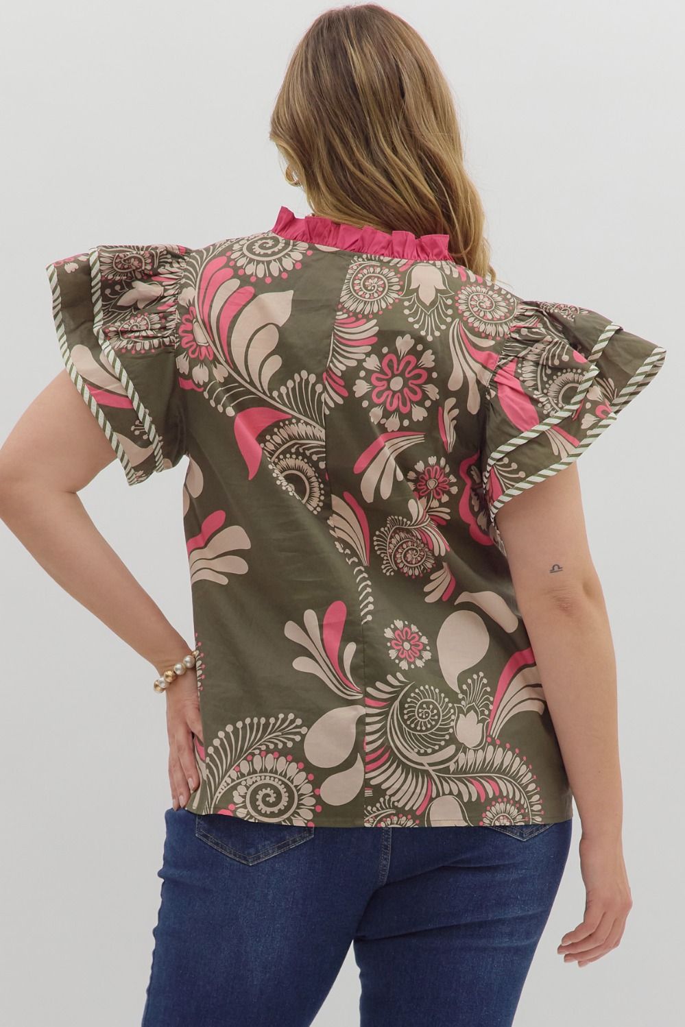 Olive & Pink Paisley in Regular & Plus