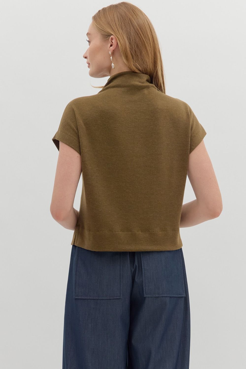 Olive Mock Neck in Regular & Plus
