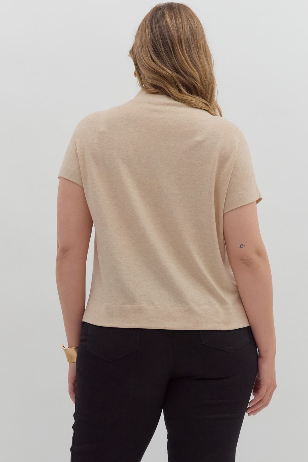 Taupe Mock Neck in Plus