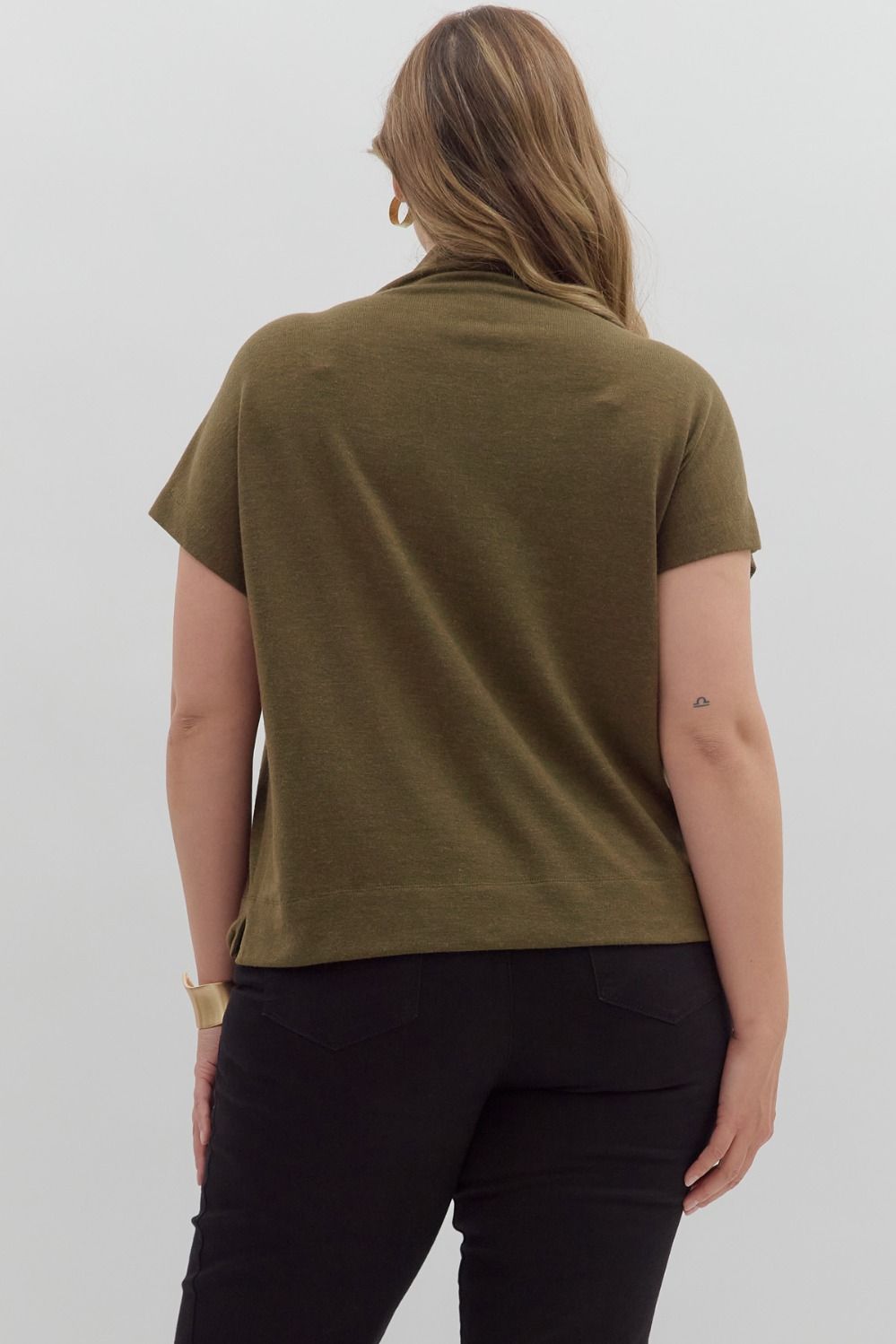 Olive Mock Neck in Regular & Plus