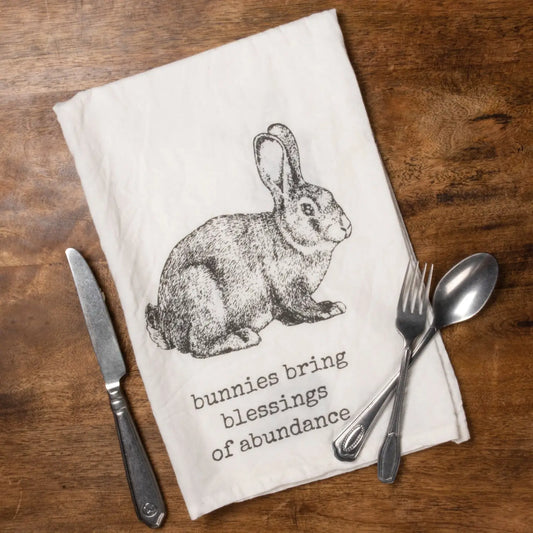 Bunnies Bring Blessings Abundance Kitchen Towel