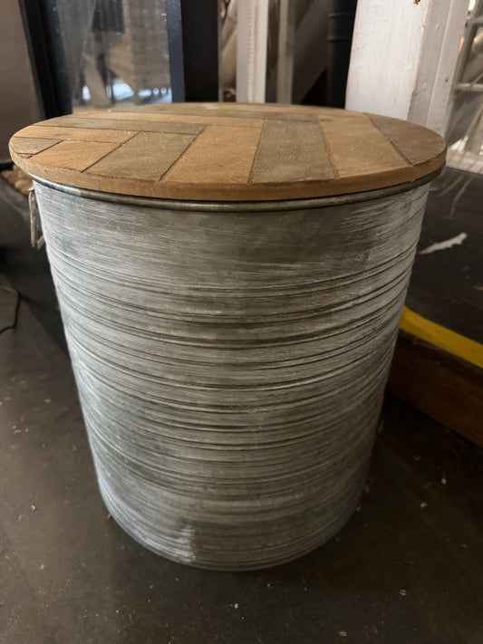 Metal Containers W/ Wood Top
