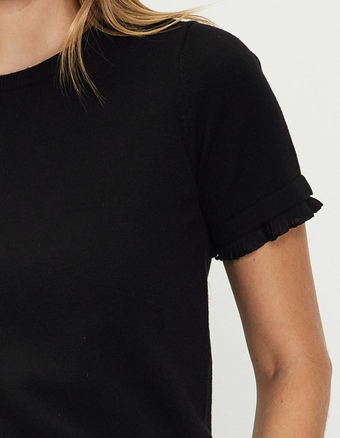 Black Ruffle Hem Top