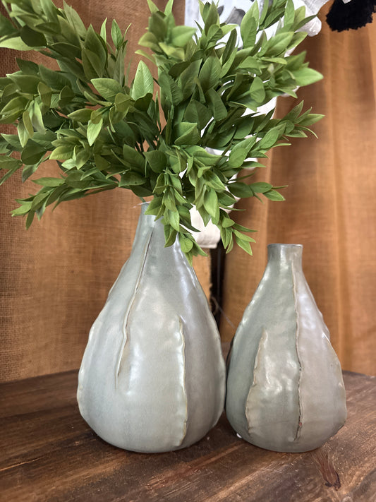 Green Textured Vases