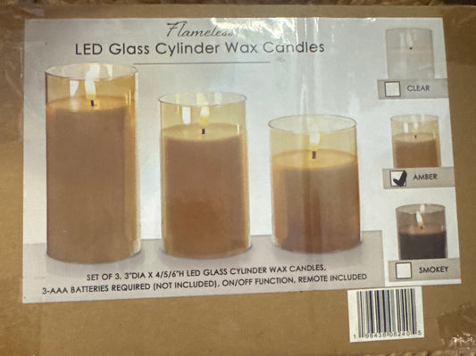 Amber Glass Candle Set