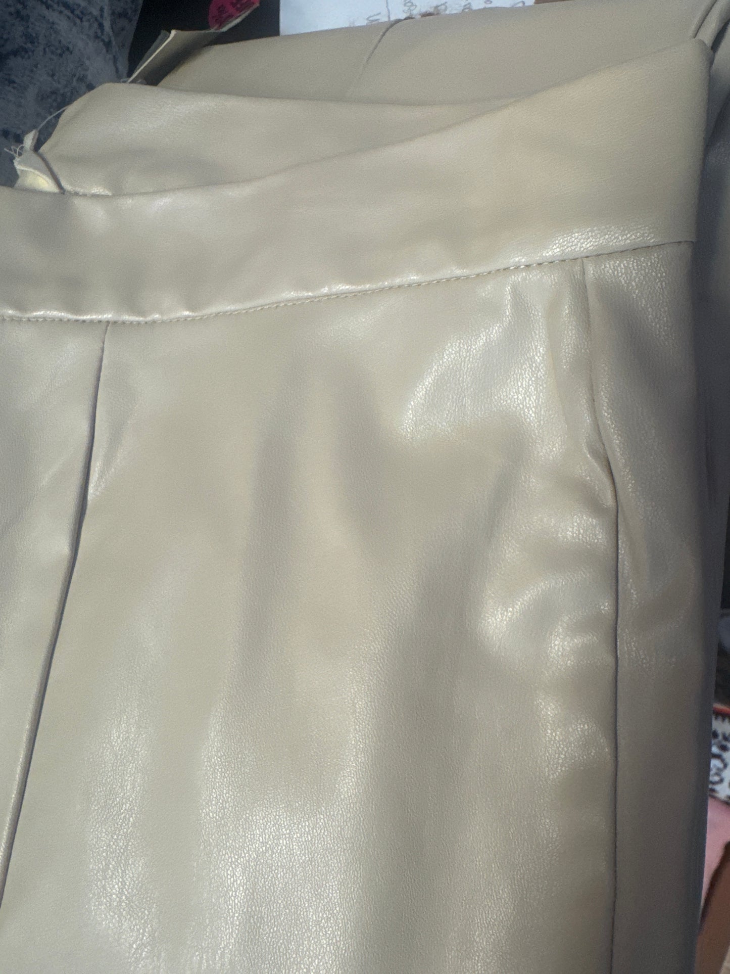 Cream Leather Pants