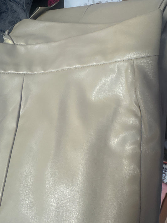 Cream Leather Pants