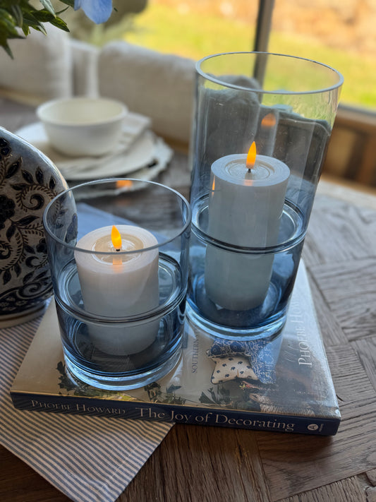 Blue Glass Cylinder Vase