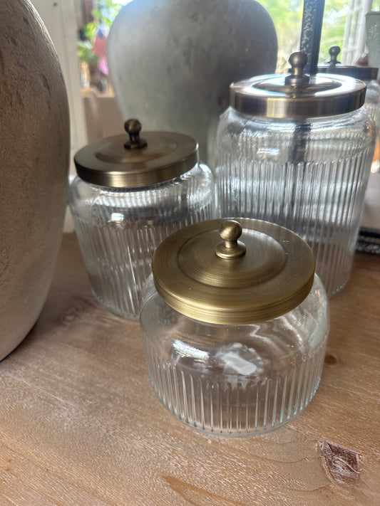 Glass Jars W/ Gold Lid