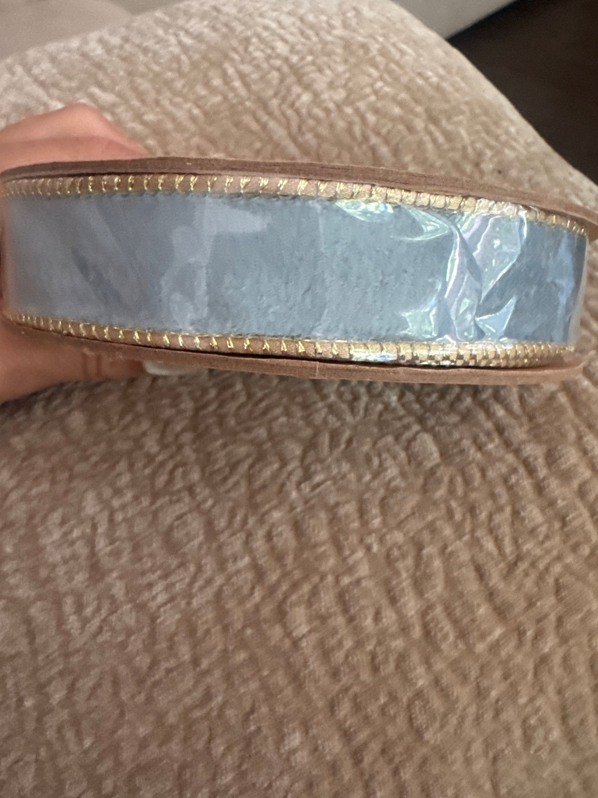 1” Capri Blue Gold Ribbon