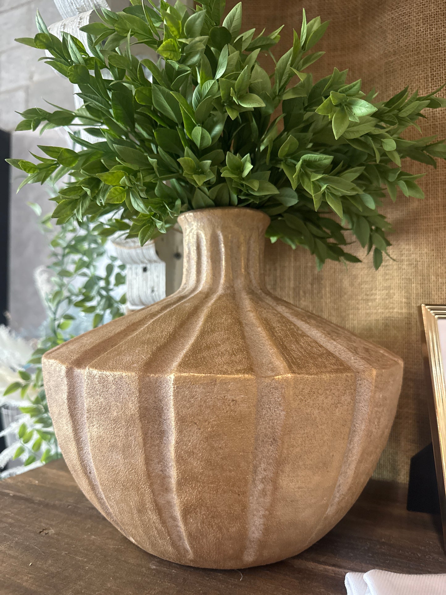 Short Gold Brushed Vase