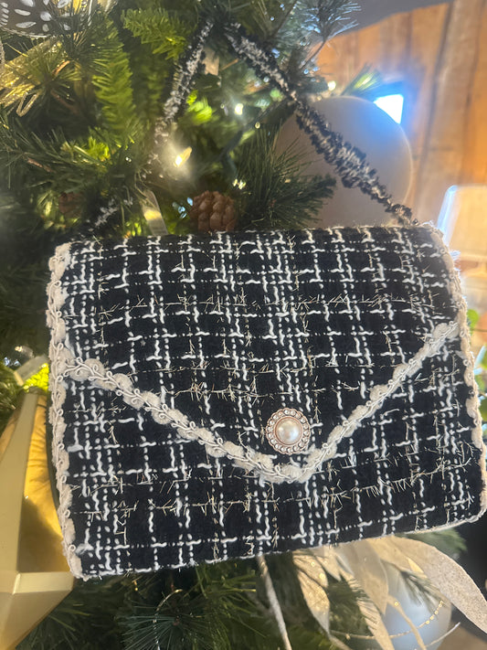 6.5" Black Tweed Purse Ornament