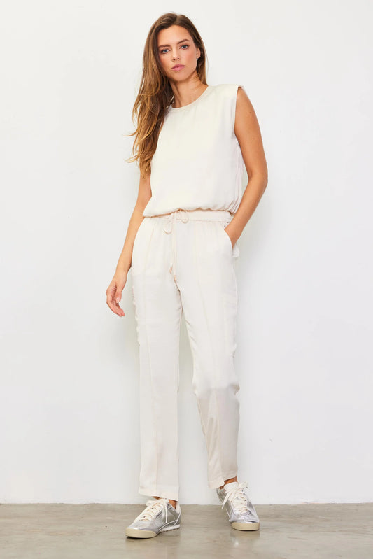 Cream Pintuck Pants