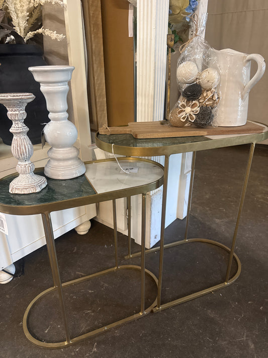 Marble + Green Side Table
