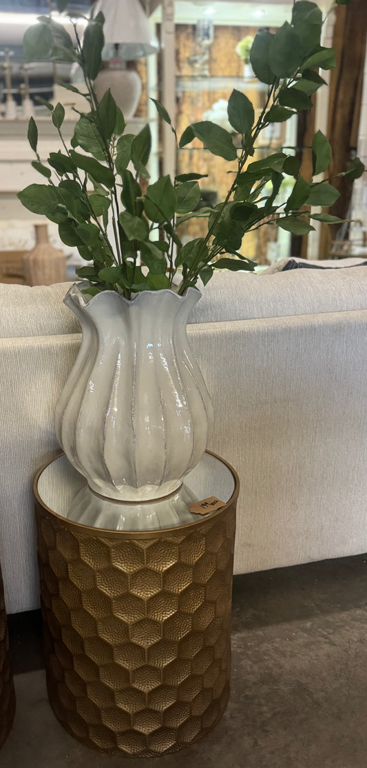 Hammered Gold Mirror Side Table