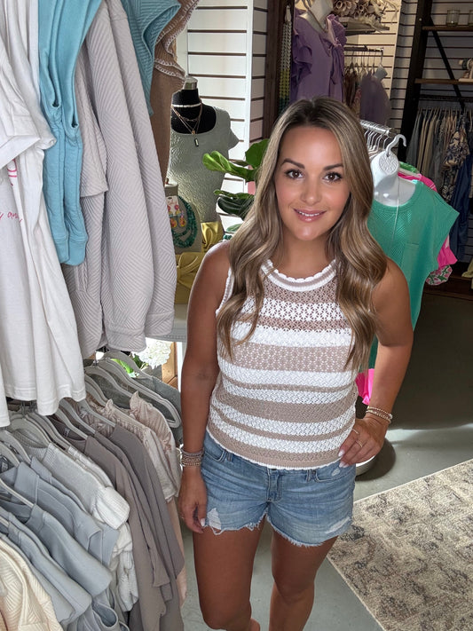 Striped Crochet Tank