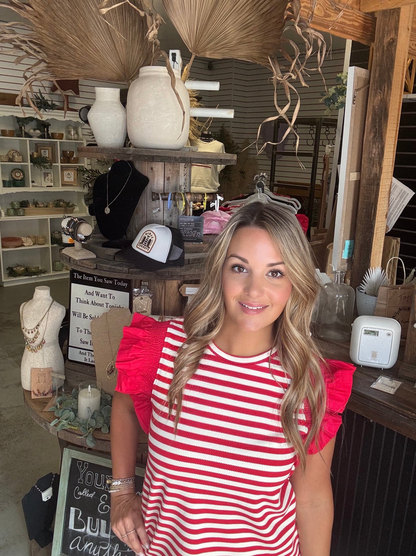 Stripes Top with Ruffle Sleeves