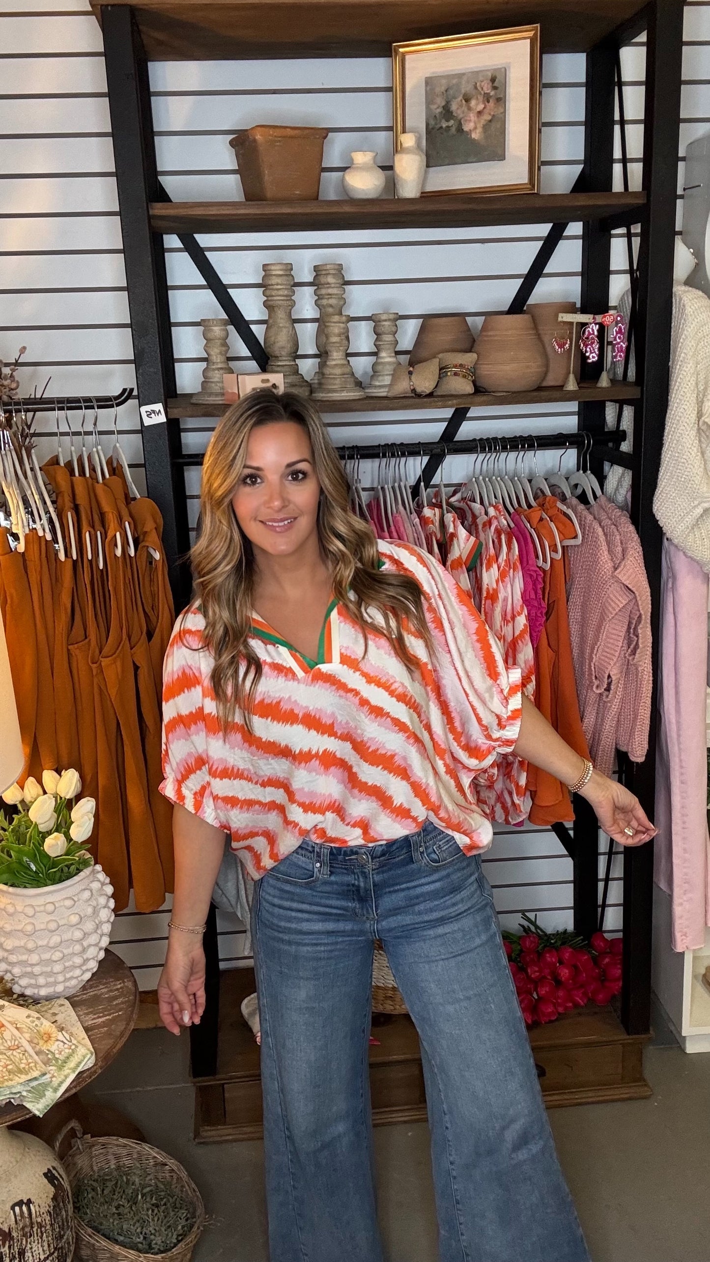 Orange Pink Top