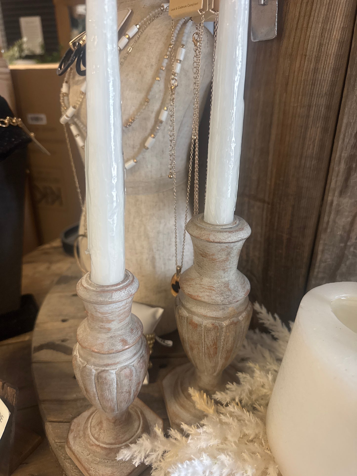 Wood Finial Candlesticks