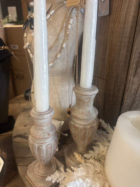 Wood Finial Candlesticks