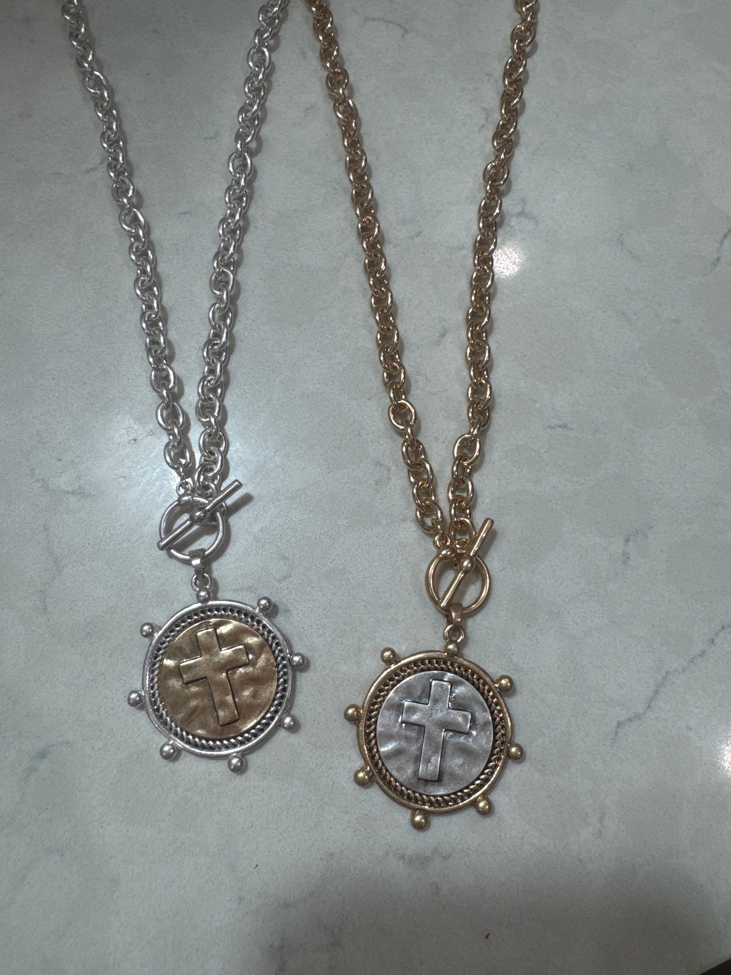 Coin Cross Necklace