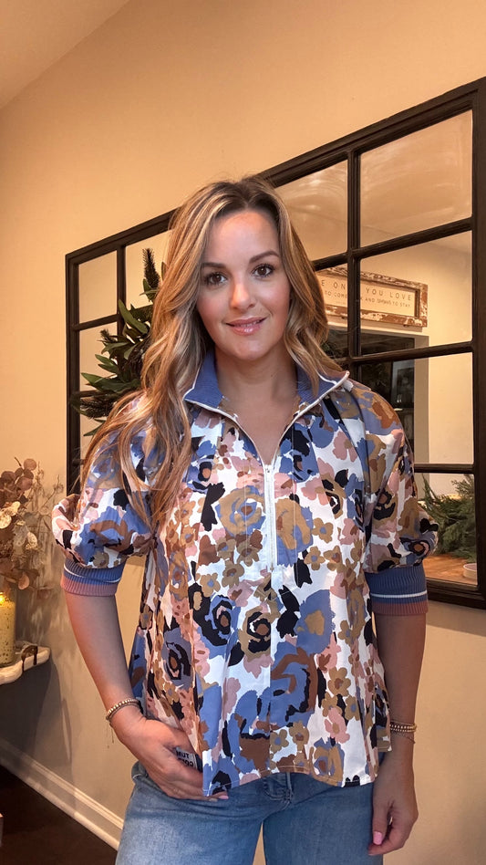 Floral Half Zip