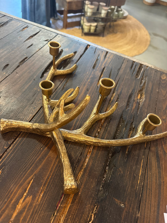 Gold Antler Taper Holder