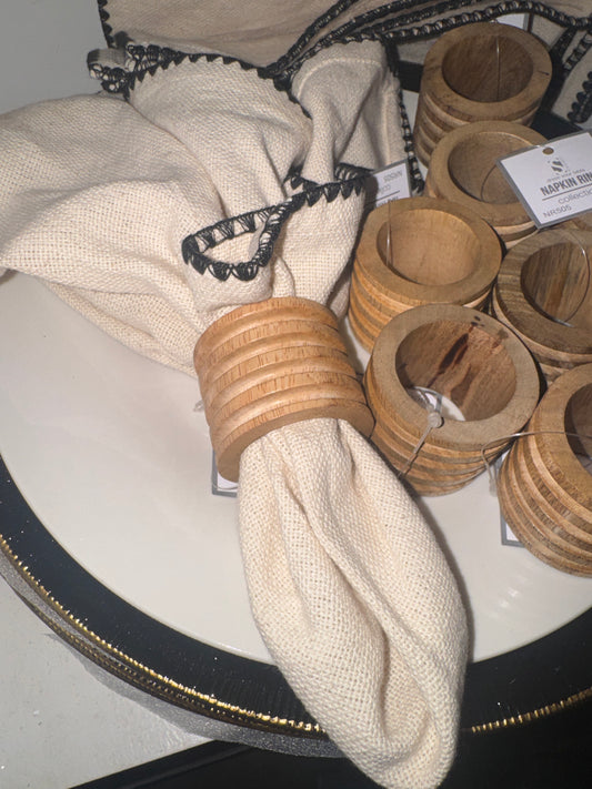 Wood Ribbed Napkin Ring
