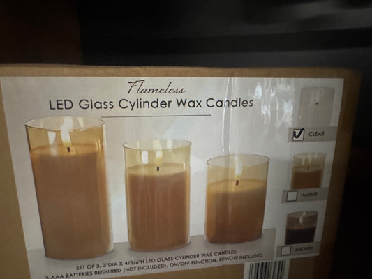 Clear Set of 3 Glass Candles